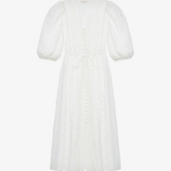 MAJE Roxitane floral-embroidered organic-cotton midi dress Size 34 - Picture 7 of 14